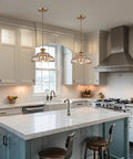 Straight Up Vintage Amber Glass Pendant Light With Ridiculously Smooth Adjustable Hanging Cord And Killer Floral Design For That Total Glow Up Look You Always Wanted in a modern kitchen.