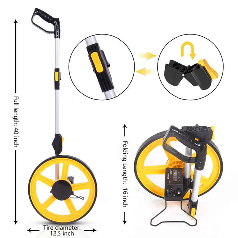 Imperial Distance Measuring Wheel With 10,000 Feet Capacity, Double Folding Portable Roller, Easy Read LCD, Measures Feet And Inches, Perfect For DIY Landscaping Construction And Surveying, 40-inch