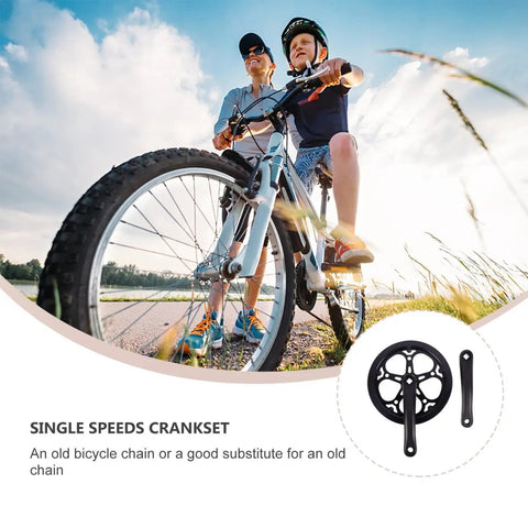 Single Ring Bike Crankset Kit For Single Speed Mountain And Fixed Gear Track Bikes With Beefy Metal Sprocket Tooth Plate