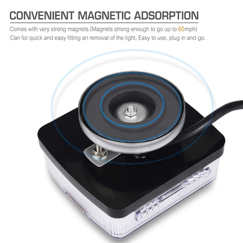 Linkitom magnetic LED trailer light kit, close-up view, black housing with clear lens and magnetic base.