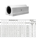 25mm Linear Motion Ball Bearing Slide Block Aluminum Bushing For Printer Parts with Dimensions Chart