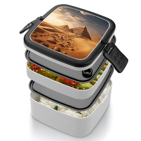 Pyramid Africa Desert Bento Box Leakproof Double Layer Lunch Box With Handle showcasing stacked compartments and durable design