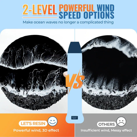 Comparison of ocean wave effects using Resin Heat Gun For Crafting, 350W Dual Temp Hot Air Gun with different wind speeds.