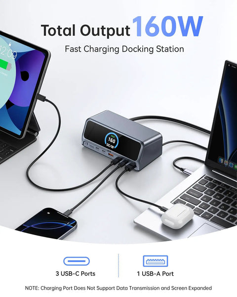All In One 13-In-1 Laptop Docking Station Plug And Play Ready with 2.26 Inch LCD Display and multiple device connections shown