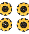 Omni Directional Mecanum Wheel Set For DIY Smart Car Builds With 60mm Rubber Coated Wheels For TT Motor Left Right Translation And 45 Degree Movement Two Pairs In Yellow Black