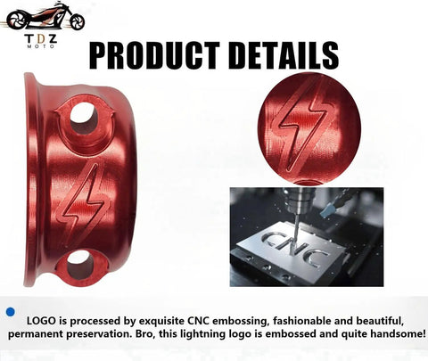Red Lightning Logo Brake And Clutch Perch Half Clamps For Harley Touring Softail Sportster Dyna 1996 Later, close-up view