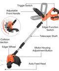 20V Cordless Lawn Mower And 12 Inch Weed Wacker Combo With Two 4Ah Batteries And Charger 13 Inch Deck Large 30L Grass Collection Bag For Easy No Fuss Yard Cleanup, telescopic trimmer view