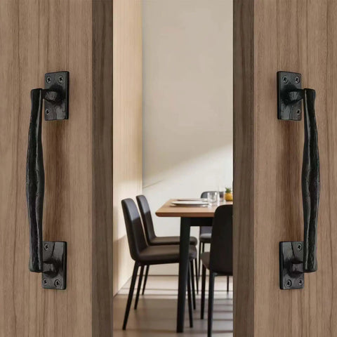 Two Pack Heavy Duty Cast Iron Barn Door Handles Nine And Three Quarters Inches Rustic Gate Pulls For Garage Outdoor Closet Interior