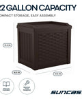 Java Resin 22 Gallon Outdoor Deck Box Weatherproof Storage Bin For Cushions Tools Towels And Pool Gear with dimensions.