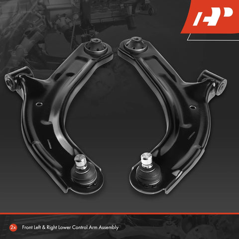Front Lower Control Arm Set With Ball Joint And Bushing For Nissan Versa 2007 To 2012 And Cube 2009 To 2014 Driver And Passenger Side Two Pack Ready To Roll.