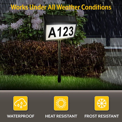 Solar Address Sign With Bright LEDs For Outdoors Four Digit Address Plaque Weatherproof in rainy garden