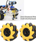 60 Mm Mecanum Wheel Omni Directional Wheel For Smart Robot Cars Rubber Coated With Bold Yellow And Black Design