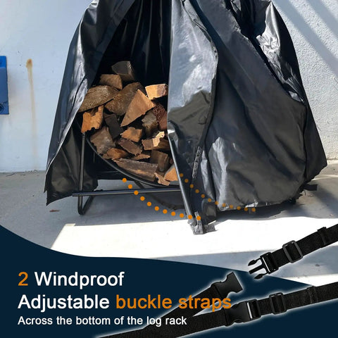 40 Inch Firewood Log Hoop Cover Built Tough As Nails Heavy Duty 600D Waterproof Round Log Rack with windproof buckle straps