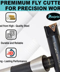 Five Inch Balanced Fly Cutter Indexable Face Milling Cutter With R8 Shank Seven Sixteenths UNF Drawbar Single TCMT1604 Insert