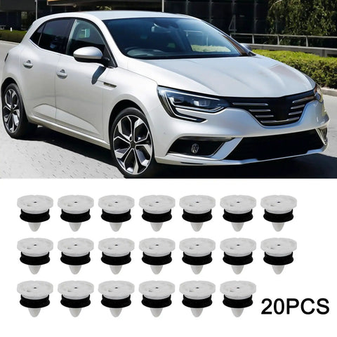 20 Pack Car Door Trim Panel Clips Fasteners Nylon Interior Push Pins Replacement Parts OE 9345ZN 22.3x20mm in front of a car