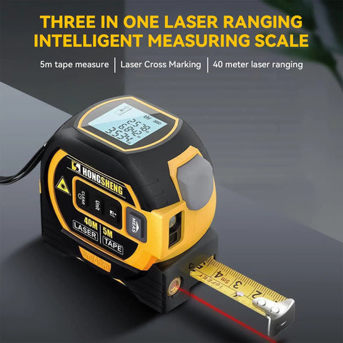 Heavy Duty Digital Tape Measure And Laser Rangefinder With Auto Lock, Led Display, Cross Line, Area Volume Pythagorean Calculator, Data Storage, Badass Built Tough No Nonsense Essential