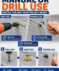 Heavy Duty Head Rivet Nut Tool Kit With 100 Assorted M3 M4 M5 M6 M8 Threaded Inserts, manual or drill use on metal sheet