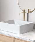 Rectangular White Vessel Sink For Bathroom 19x15 Inch Above Counter Vanity Sink Porcelain Ceramic Top Mount No Overflow 1.75 Inch Drain Slick Modern Look