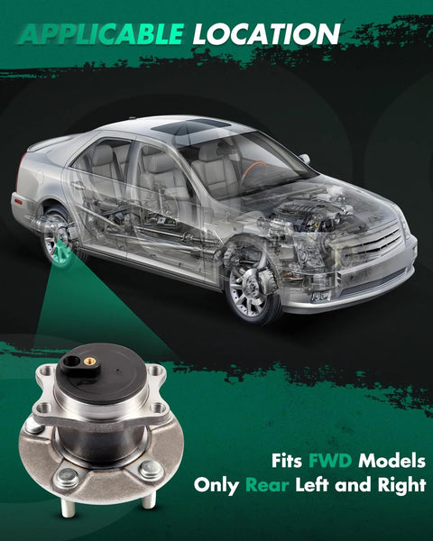Diagram showing Two Pack Rear Wheel Hub Assembly For Mitsubishi Lancer 2008 To 2016 2.0L 2.4L Outlander 2008 to 2013 5 Lug FWD Part 512394
