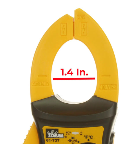 Digital AC Clamp Meter 0 to 400A and 0 to 600V AC and DC, TRMS, NCV, Diode Testing, Backlit Display, Probe Holder, CAT III 600V, Pro Grade Electrician Must Have for Precise Readings, yellow 1.4 in jaw