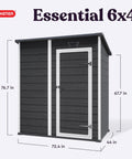 Front view of 4x6 Resin Outdoor Storage Shed With 139 Cu Ft Of Space For Patio Furniture Garden Tools Bikes Beach Chairs And Lawn Mower Beefy Double Wall Construction With Steel Reinforcement Black And White
