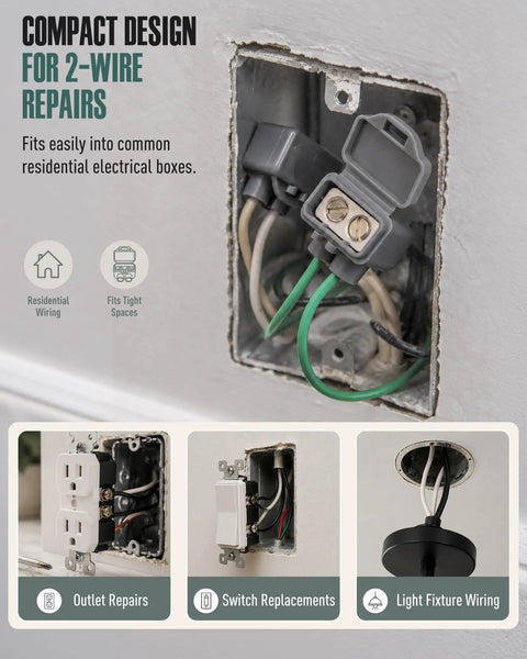 Heavy Duty 2 Port Aluminum To Copper Wire Connectors Pre Filled With Oxide Inhibitor Screw Terminals for outlet upgrades in wall box.