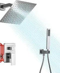 Rain Shower System With Handheld Shower And 10 Inch Wall Mounted Faucet Set Top Notch Brushed Nickel Shower Mixer With Rough In Valve And Trim Kit