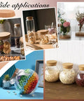 Various jars sealed with Giant Diameter Cork Bottle Stopper For Wine Jars And Canning Bottles Top Six Point Three Inch Bottom Five Point Five Inch Thick One Point Two Inch Tapered Wood Cork Plug For Kitchen Use And Wedding Favors.