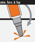 Illustration of Clear Gel Super Glue demonstrating fast setting no-run formula for precise bonding.