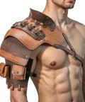 Medieval Style Shoulder Armor With Vial Pouch And Coin Pocket Dope Pauldron For Renaissance Cosplay Knight Or Viking Costume