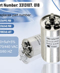 RV Air Conditioner Run Capacitor 50/5uF 370VAC Replacement for 13500 BTU A/C Units with labels showing specifications