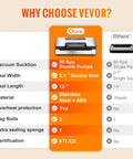 Comparison chart highlighting features of Killer Suction 90Kpa Dual Pump Vacuum Sealer Machine with stainless steel and ABS.