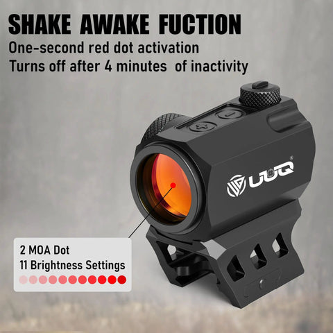 Motion Awake Red Dot Sight with 2MOA Dot, 11 Level Brightness, Multi Coated Optics, IPX7 Waterproof, Get On Target Fast, Absolute Co-Witness Mount, Picatinny Rail Rifle Scope for Quick On Point Accuracy, black aluminum sight