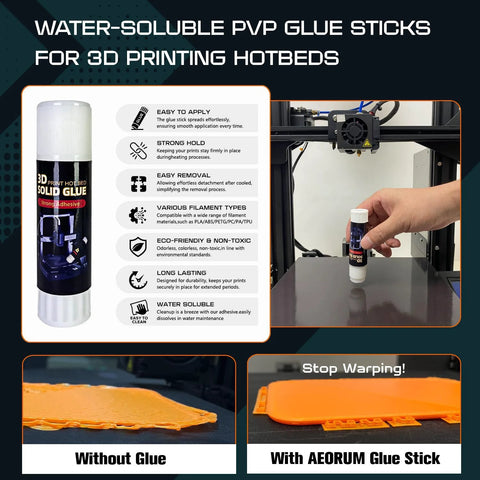 Six-piece 3D printing tool kit with deburring tools and AEORUM glue sticks