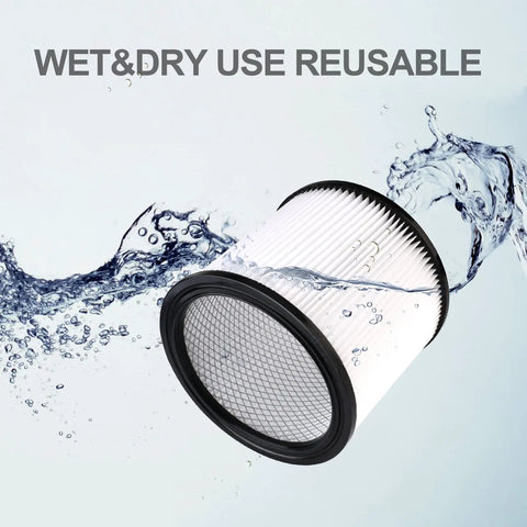 High-Performance Cartridge Filter For Wet And Dry Vacuums Nanofiber Filtration Paper PET Reusable 7-9/16 Inch Diameter By 6-7/8 Inch Height
