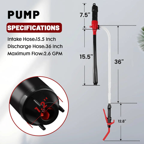 Battery Powered Fuel Transfer Pump Portable Gas Pump With Nozzle Red For Quick Two Point Six GPM Fuel Transfers