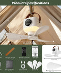 Top Rated Portable Ceiling Fan And Battery Operated Tent Fan Crafted For Campers Craving Straight Up Chill Airflow And No Sweat Remote Control, 9.25x3.53 in