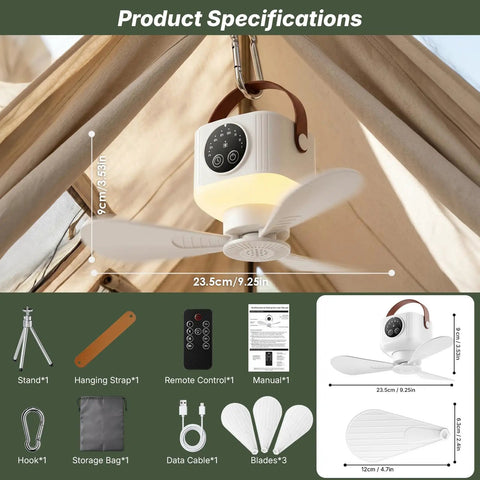 Top Rated Portable Ceiling Fan And Battery Operated Tent Fan Crafted For Campers Craving Straight Up Chill Airflow And No Sweat Remote Control, 9.25x3.53 in