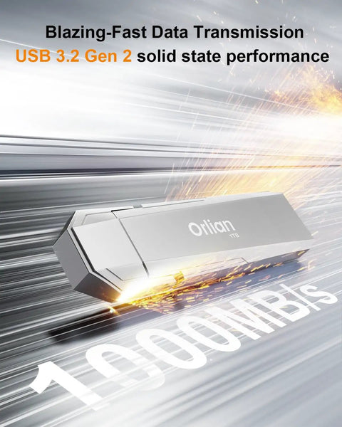 1TB External Portable SSD With Dual Type C And USB A Ports USB 3.2 Gen 2 Up To 1000MB Per Second featuring blazing-fast data transfer