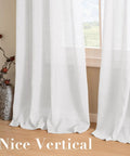 White Linen Sheer Curtains For Living Room Cozy Farmhouse Style Flax Linen Blend Light Filtering Privacy Drapes 52 Wide By 84 Long Set Of 2 Grommet Panels Pure White