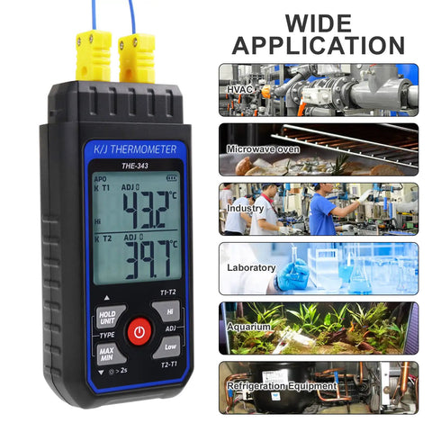 Four Channel K Type Digital Thermometer With Four Thermocouples Bead Type Probes, From Minus 328 Up To 2501 Fahrenheit Range