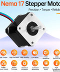 3-Pack Nema 17 Stepper Motor 2 Phase 1.8 Degree Beefy Torque Bipolar 40mm Size With 0.41Nm Torque shown with features