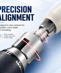 PVC Pipe Threader Kit For 1/2 3/4 1 Inch Plastic Pipes With Internal And External Threading Tool Drill Compatible Includes 3 Hex Adapters Gloves And Thread Seal Tape For Quick Pro Quality Pipe Connections. Precision alignment on drill-compatible PVC threader for plastic pipes