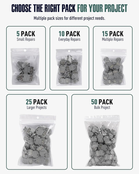 Heavy Duty 2 Port Aluminum To Copper Wire Connectors Pre Filled With Oxide Inhibitor Screw Terminals For Outlet Upgrades Easy No Sweat Install Gray 10 Pack displayed in various pack sizes.