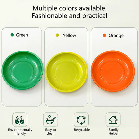 3 Pack Compact ABS Trays For Holding Metal Parts Office Supplies Electronics And Tools With Safe Rounded Edges 6 Inch Round Handy Go To Organizer For Home Shop Garage Desk, green, yellow, and orange