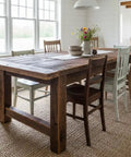 Durable As Nails Reactive Water Based Wood Stain Lays Down A Knockout Warm Brown Finish for barn-style dining table with chairs.