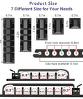 327 Piece Cable Management Kit size chart showing 7 different cable clip and holder dimensions for computer desk setup.