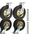 Four Pack Heavy Duty Furniture Casters Built Damn Tough With Pneumatic Rubber Tires rolling smoothly with screw mounts.