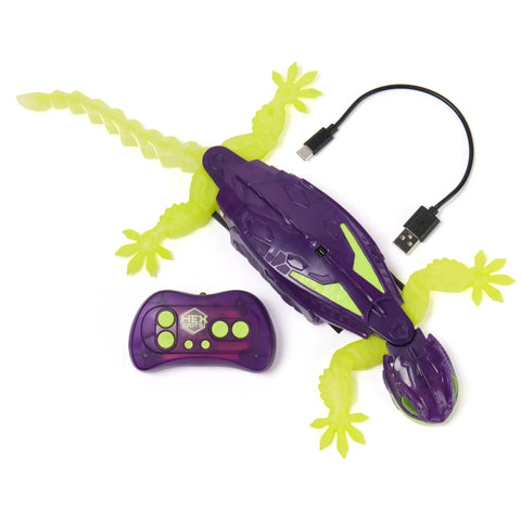 Rad Glow In The Dark Gecko Wall Climber Robot Toy with USB charger and remote control on white background