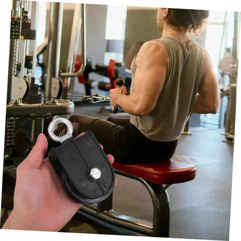 Two Pack Heavy Duty Swivel Lifting Pulley Wheel For Cable And Rope Systems Perfect For Gym Equipment Bearing Wheel For Fitness Machines And Strength Training Resistance Workouts Rehab Exercises, black pulley in hand